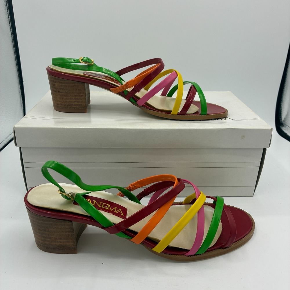 Jade Multicolor Strappy Block Heel Sandals Vintage NIB Size 8 - Ipanema
